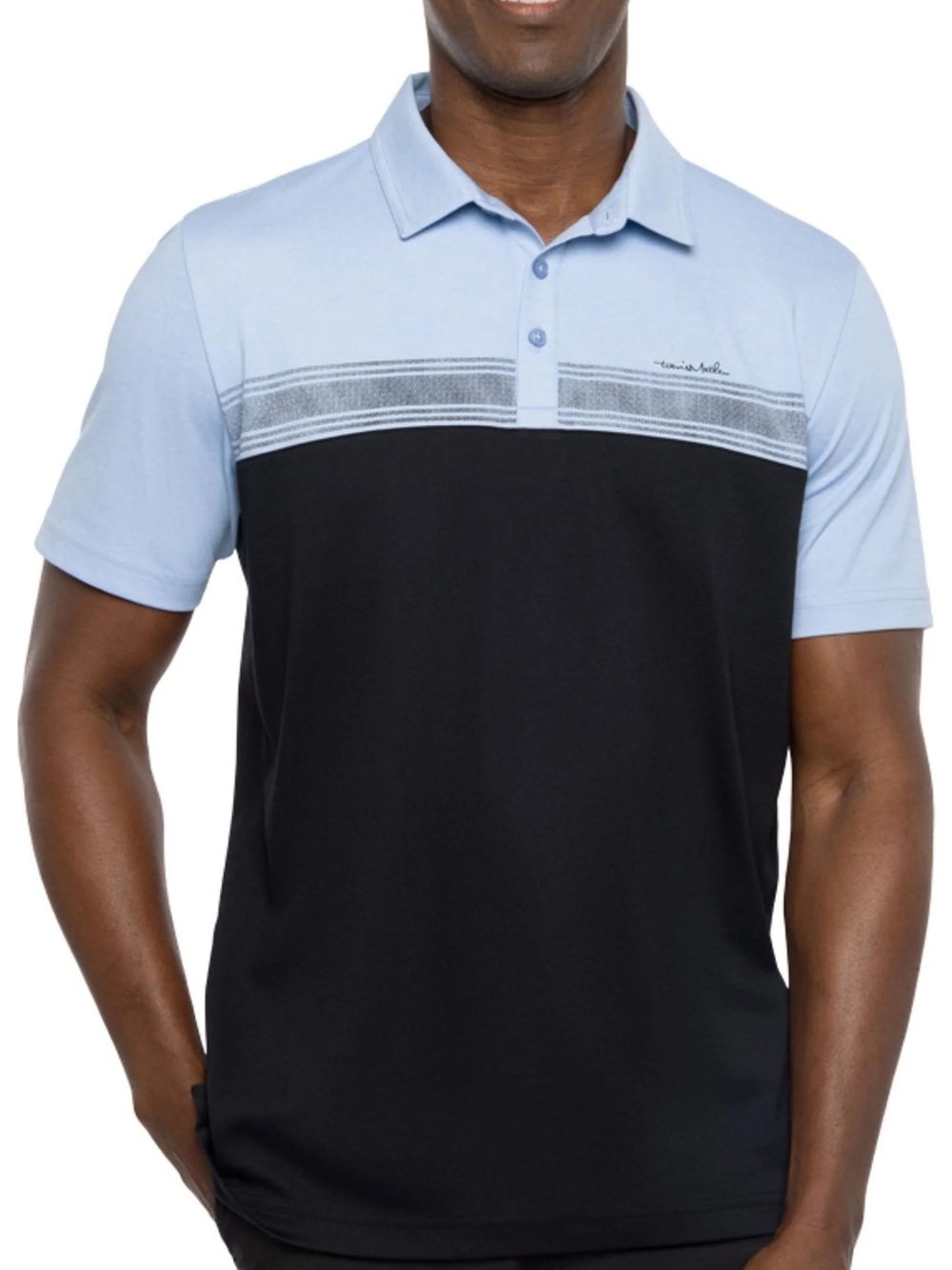 Travis Mathew Cacti Field Golf Polo Light Blue and Navy